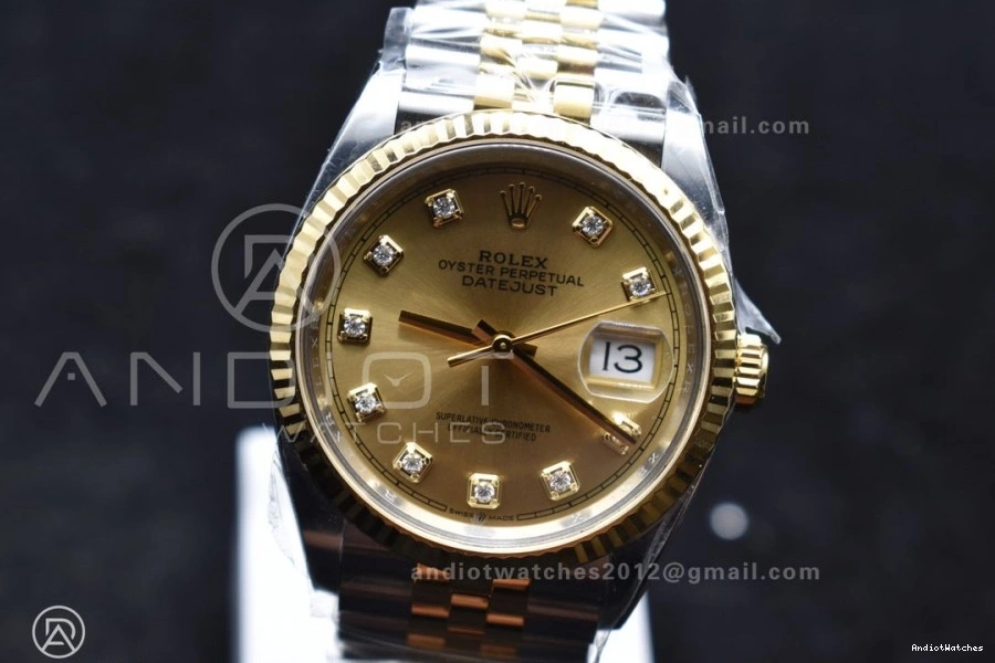on Bracelet VR Jubilee 36 558 Diamonds Clean 904L Best YG 1:1 DateJust YG Dial Edition Versatile Steel 126233 SS 0306